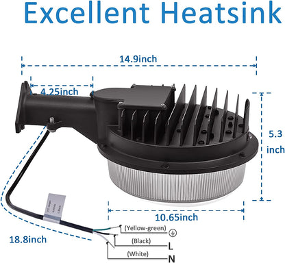 120W LED Barn Light, 18000Lm Dusk to Dawn Outdoor Yard Lighting with Photocell, 5000K Daylight, 1200W MH/HPS Replacement, ETL&DLC Listed Waterproof for Security Area Light